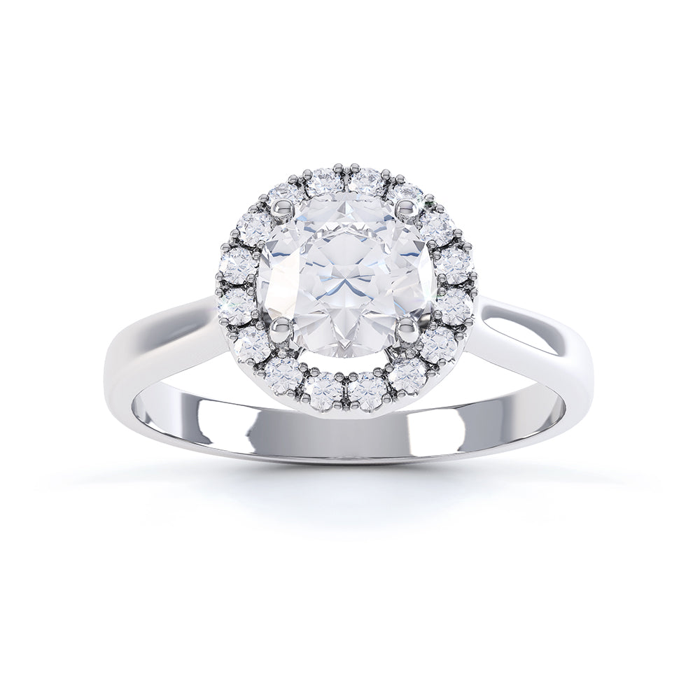 4 claw round diamond halo ring  - SLE1023
