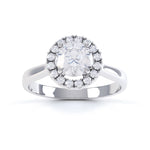 4 claw round diamond halo ring  - SLE1023