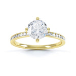 4 claw round diamond with shoulder stones  - SLE1022