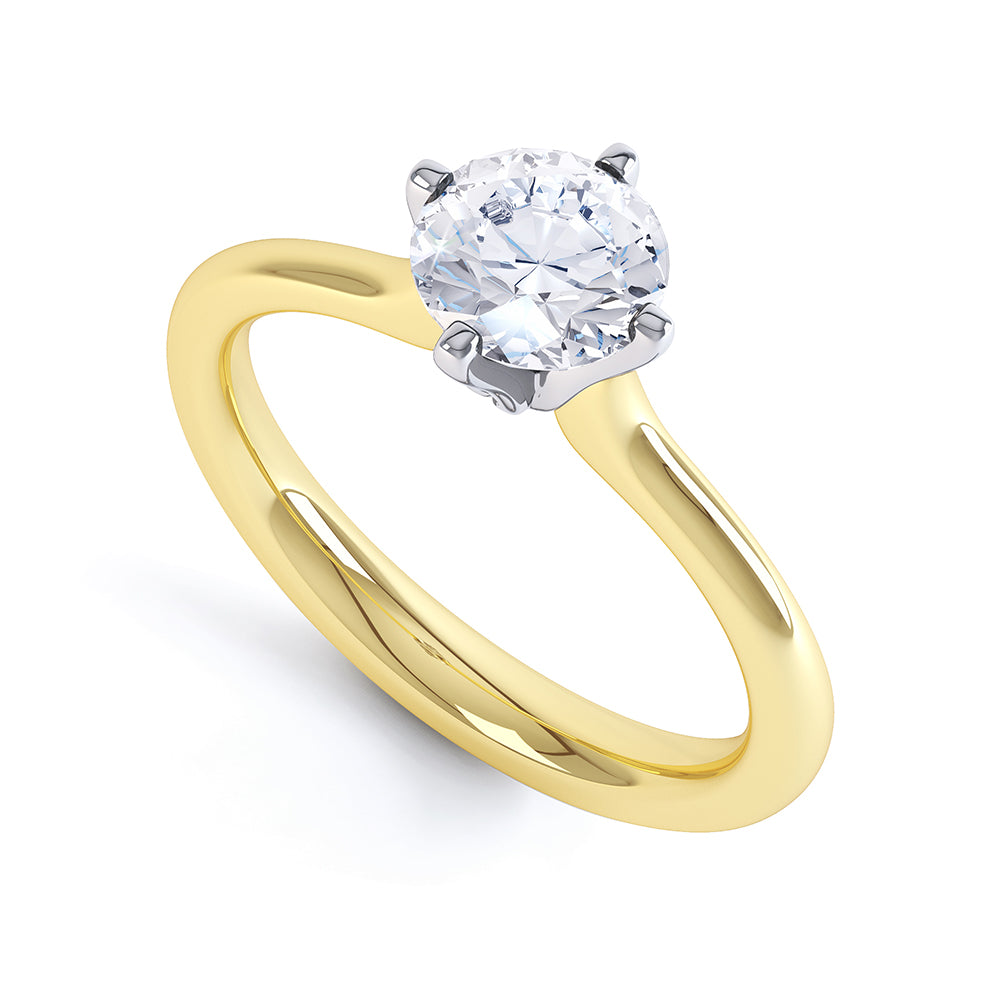 4 Claw Round Diamond Engagement Ring - SLE1009