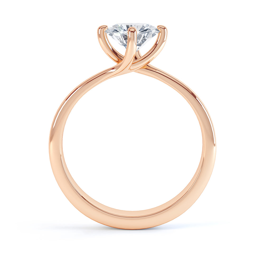 4 Claw Round Twist Engagement Ring - SLE1010