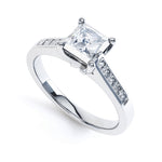 4 claw square diamond with shoulder stones  - SLE1020