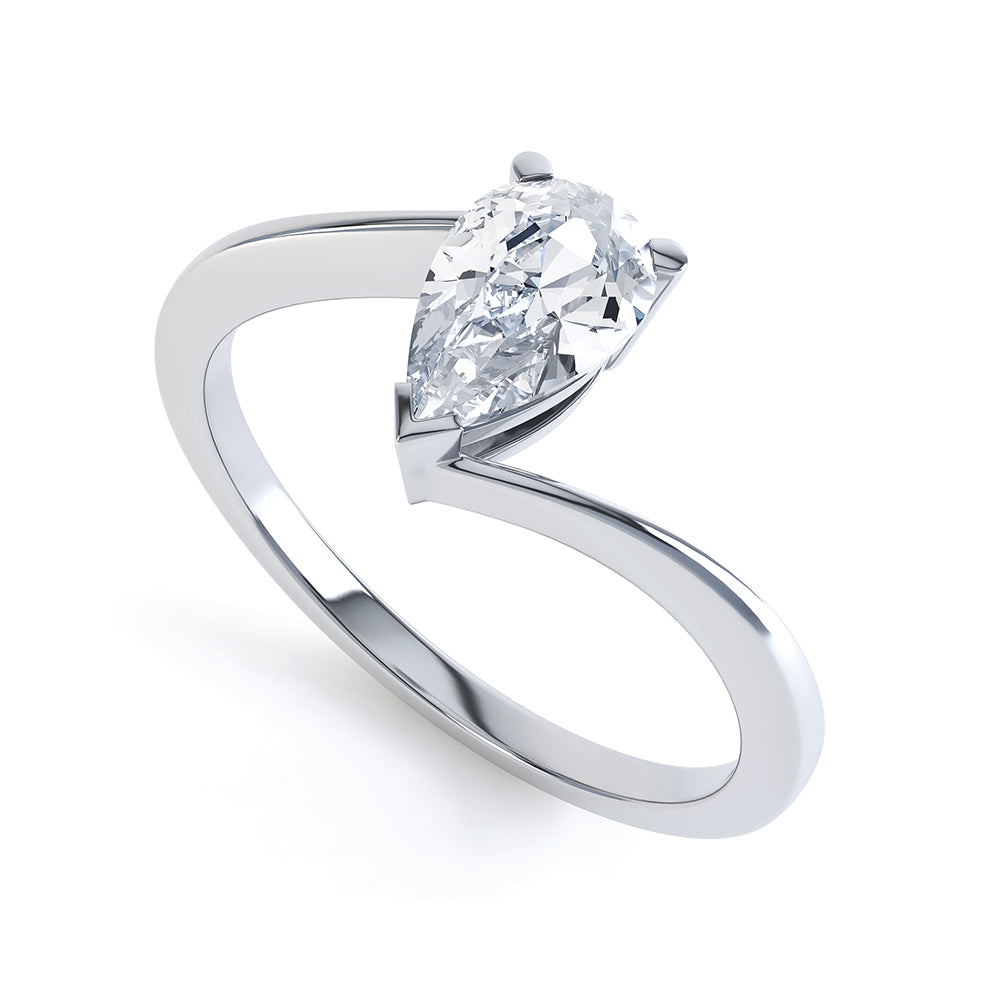 3 Claw Pear Shaped Engagement Ring - SLE1011