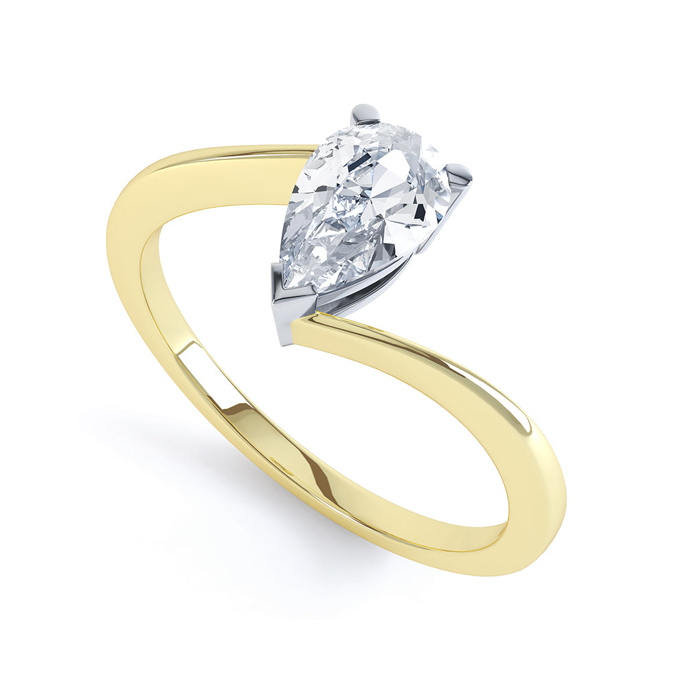 3 Claw Pear Shaped Engagement Ring - SLE1011