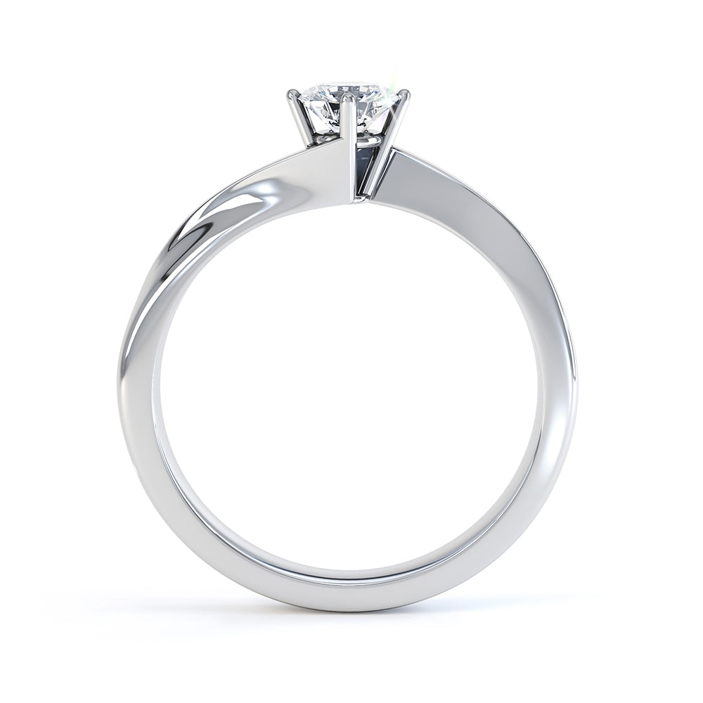 V shaped 4 claw round solitaire - SLE1006