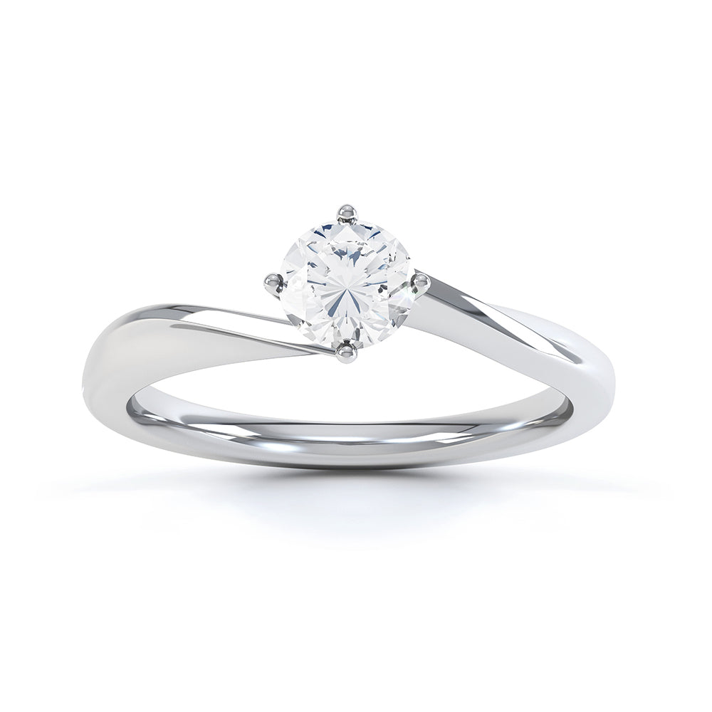 V shaped 4 claw round solitaire - SLE1006