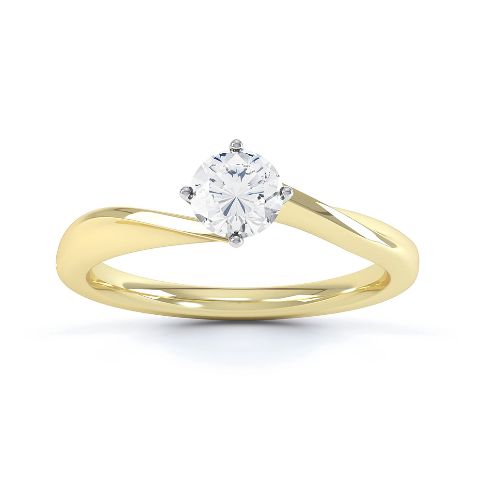 V shaped 4 claw round solitaire - SLE1006